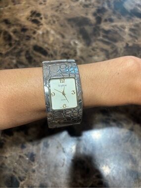 Vintage Sophie Silver Cuff Watch Y2K Style Working